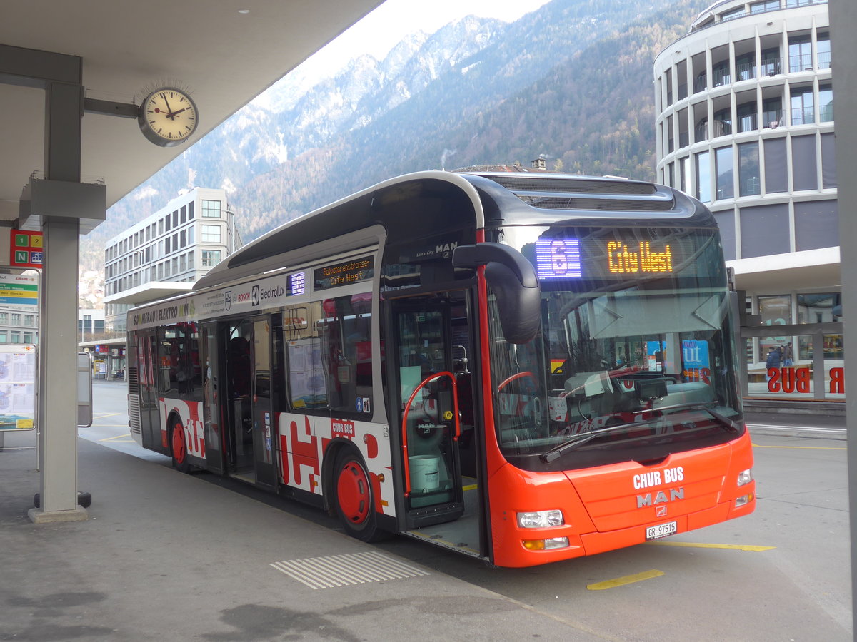 (223'243) - Chur Bus, Chur - Nr. 15/GR 97'515 - MAN am 2. Januar 2021 beim Bahnhof Chur