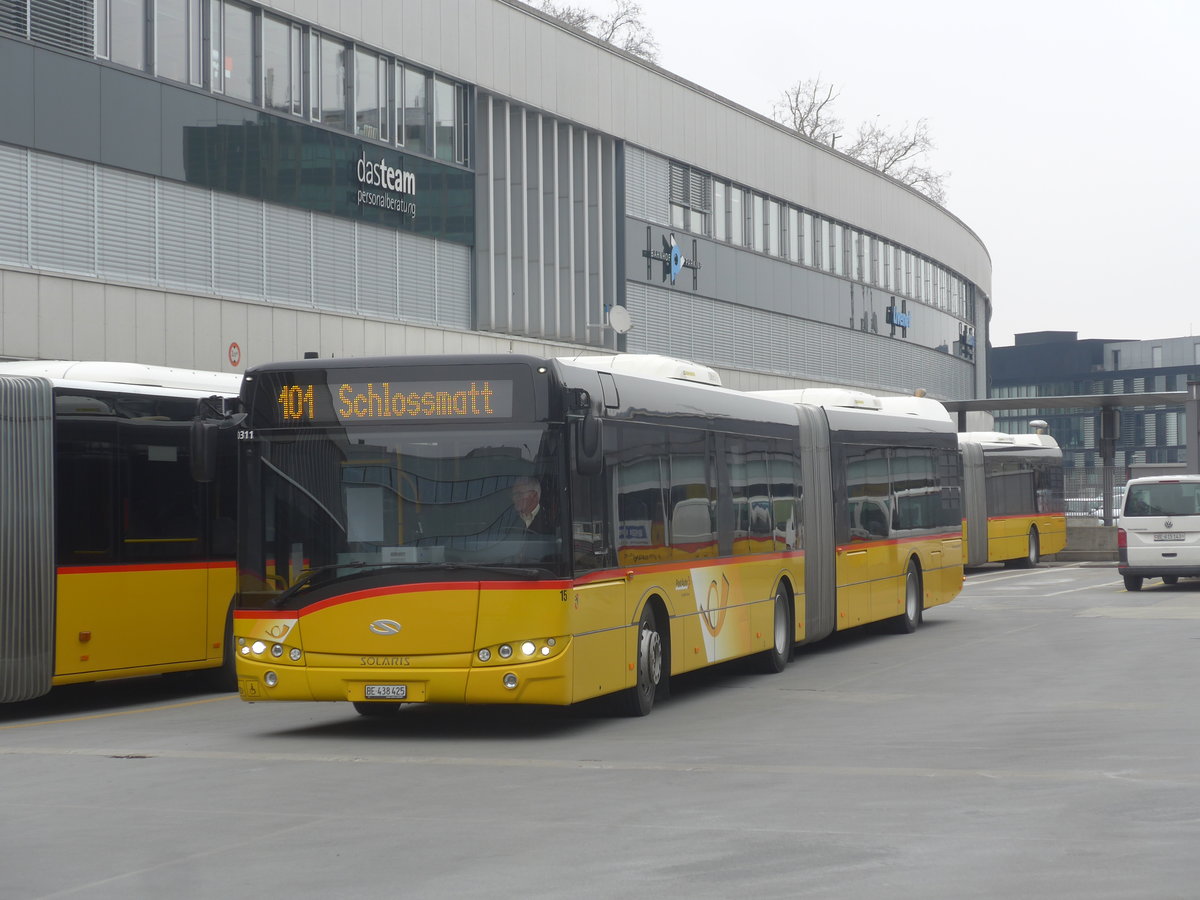 (223'483) - Steiner, Ortschwaben - Nr. 15/BE 438'425 - Solaris (ex PostAuto Bern Nr. 684) am 12. Februar 2021 in Bern, Postautostation