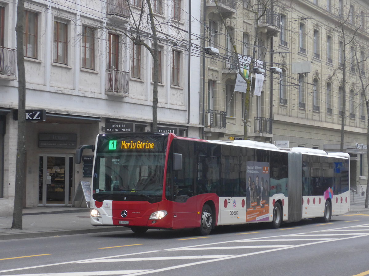 (223'490) - TPF Fribourg - Nr. 564/FR 300'432 - Mercedes am 12. Februar 2021 beim Bahnhof Fribourg