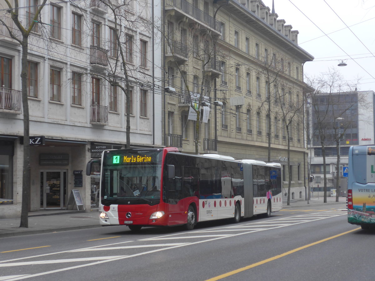 (223'519) - TPF Fribourg - Nr. 568/FR 300'261 - Mercedes am 12. Februar 2021 beim Bahnhof Fribourg