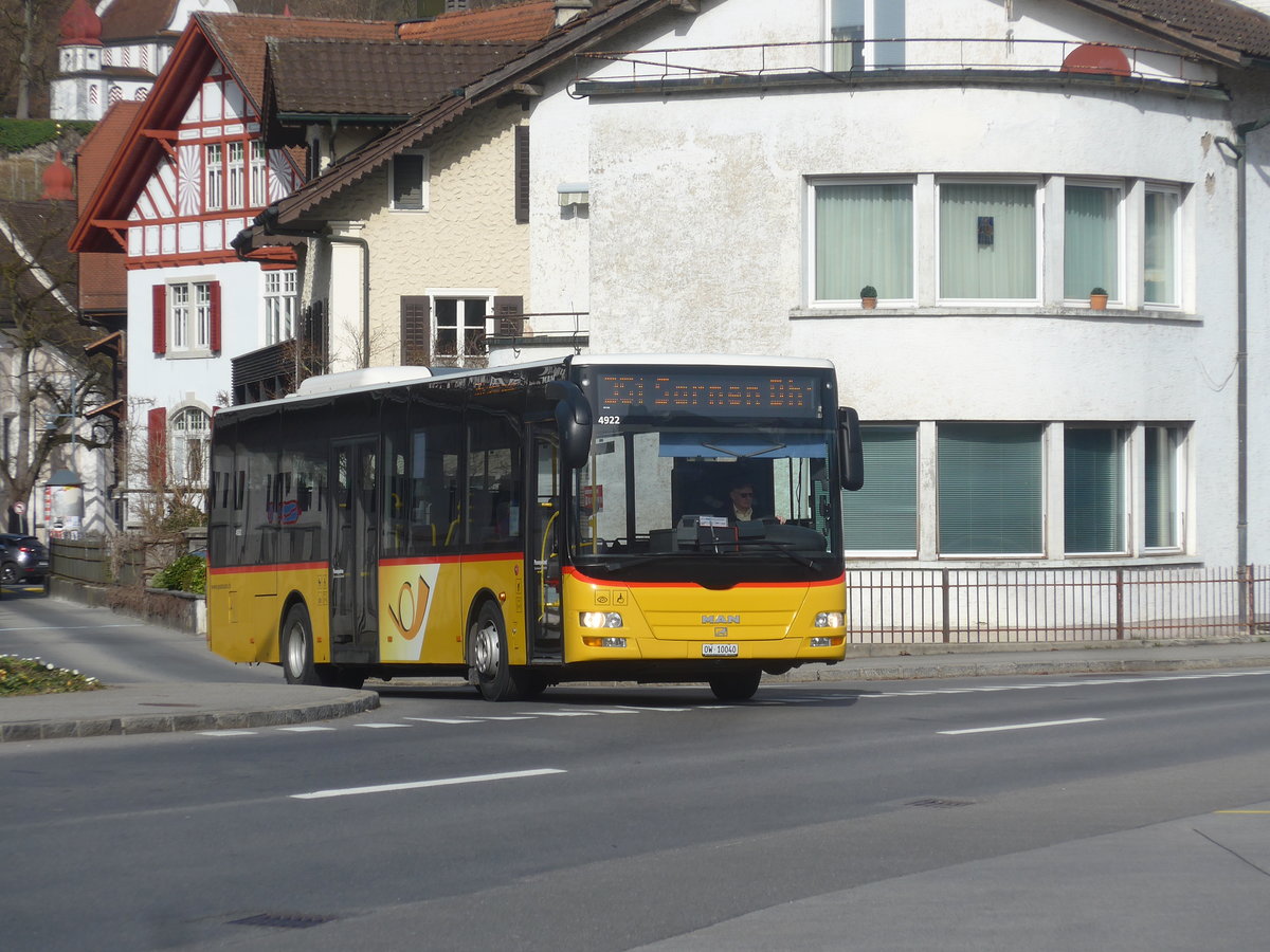 (223'780) - PostAuto Zentralschweiz - Nr. 7/OW 10'040 - MAN/Gppel (ex Dillier, Sarnen Nr. 7) am 26. Februar 2021 beim Bahnhof Sarnen