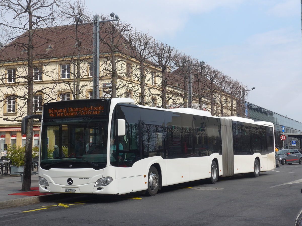 (224'027) - Interbus, Yverdon - Nr. 209/NE 231'209 - Mercedes (ex Gschwindl, A-Wien Nr. 8401) am 7. Mrz 2021 beim Bahnhof Neuchtel (Einsatz CarPostal)