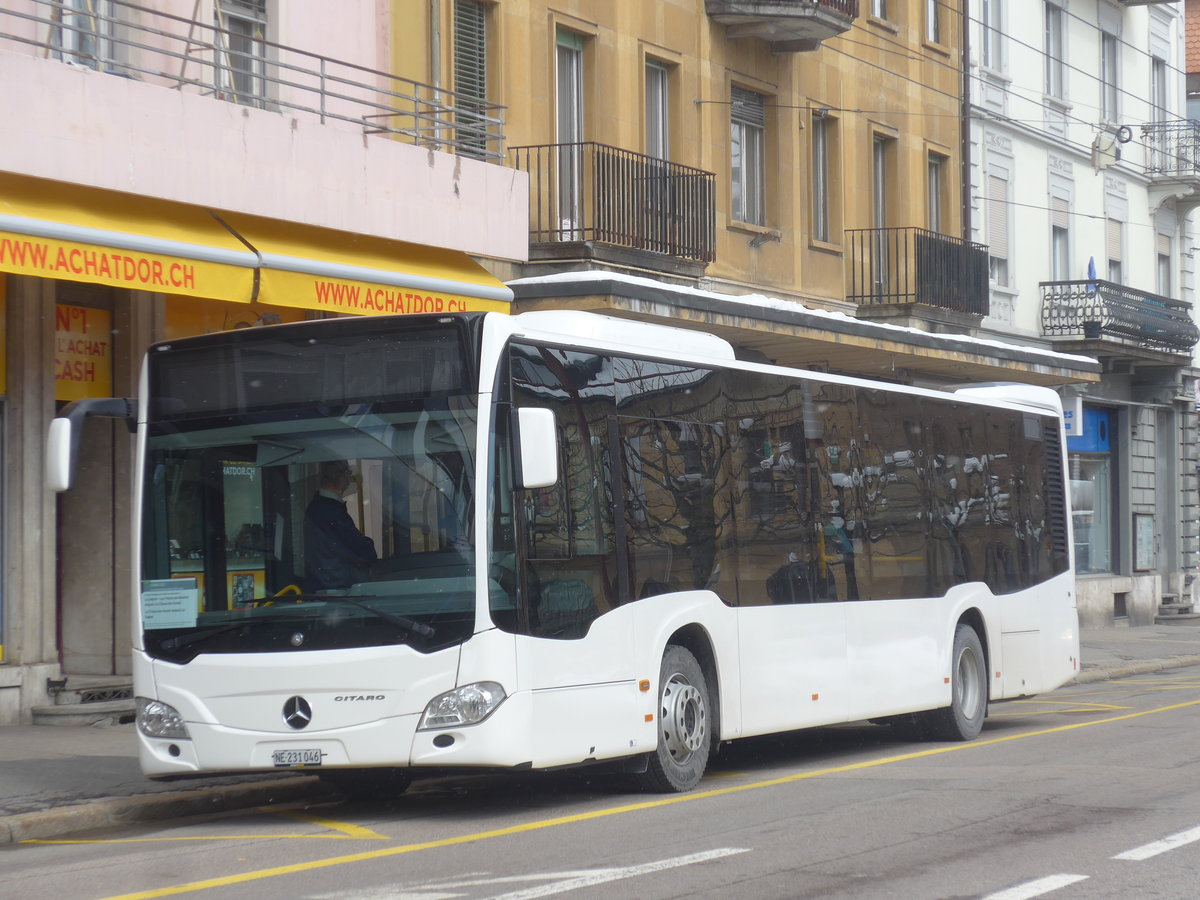 (224'274) - Interbus, Yverdon - Nr. 46/NE 231'046 - Mercedes (ex Oesterreich) am 20. Mrz 2021 beim Bahnhof La Chaux-de-Fonds (Einsatz CarPostal)