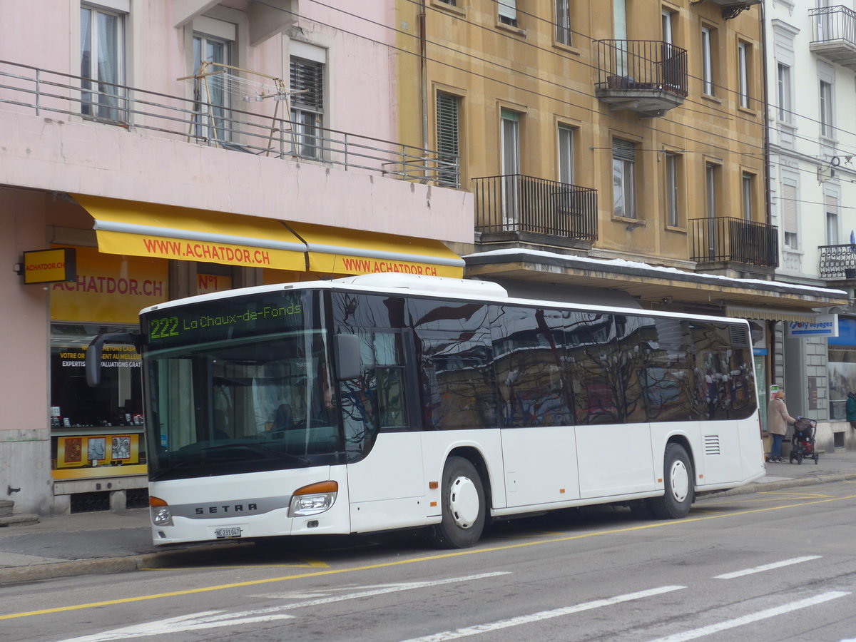 (224'296) - Interbus, Yverdon - Nr. 47/NE 231'047 - Setra (ex Nr. 6; ex SBC Chur Nr. 106) am 20. Mrz 2021 beim Bahnhof La Chaux-de-Fonds (Einsatz CarPostal)