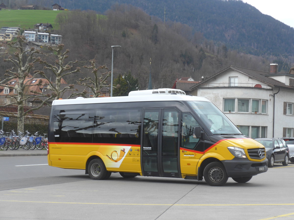 (224'379) - PostAuto Zentralschweiz - Nr. 8/OW 10'314 - Mercedes (ex Dillier, Sarnen Nr. 8) am 27. Mrz 2021 beim Bahnhof Sarnen