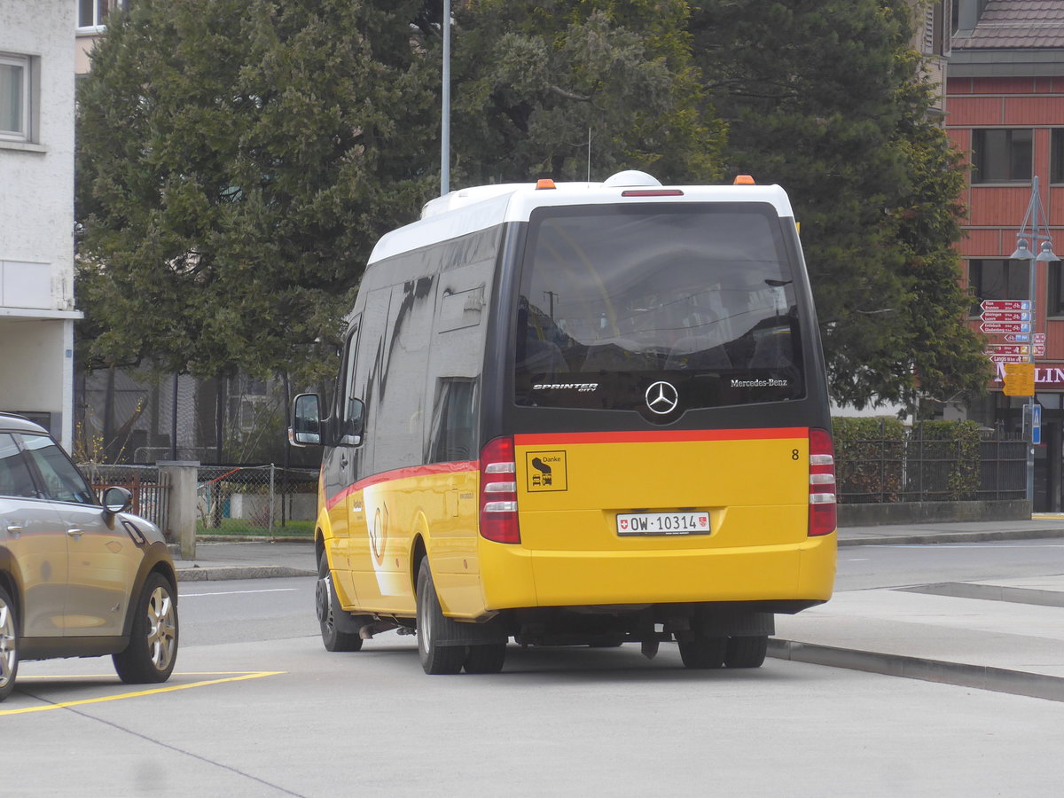 (224'380) - PostAuto Zentralschweiz - Nr. 8/OW 10'314 - Mercedes (ex Dillier, Sarnen Nr. 8) am 27. Mrz 2021 beim Bahnhof Sarnen