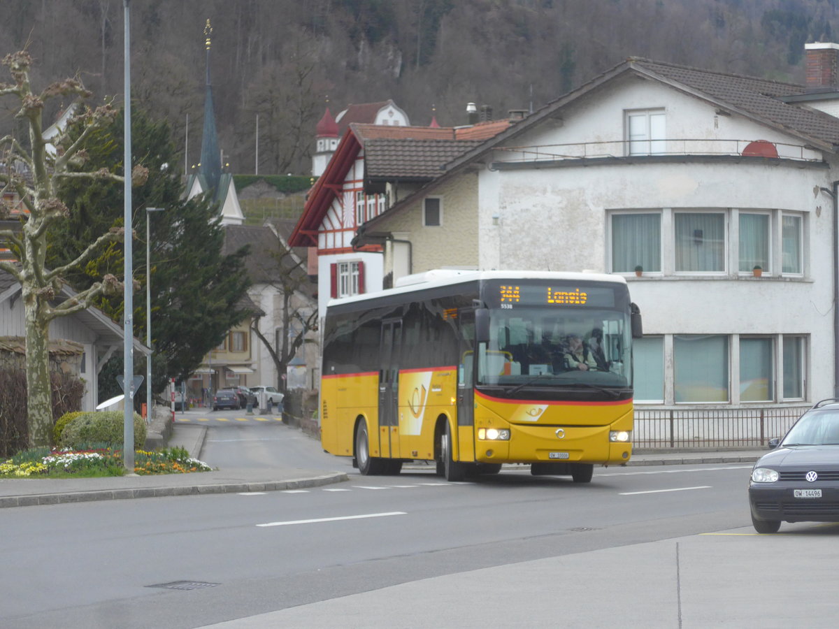 (224'389) - PostAuto Zentralschweiz - Nr. 3/OW 10'006 - Irisbus (ex Dillier, Sarnen Nr. 3) am 27. Mrz 2021 beim Bahnhof Sarnen
