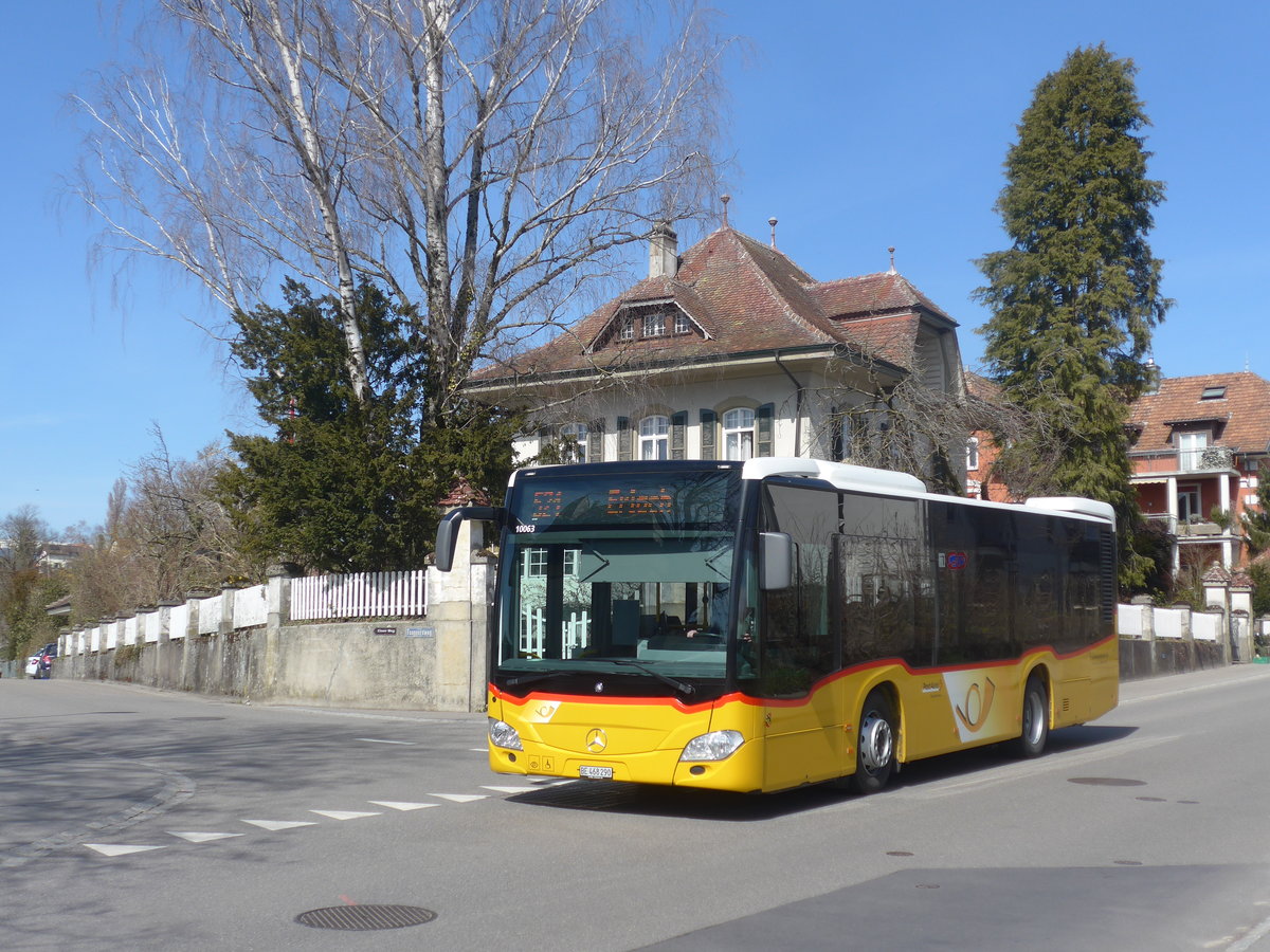 (224'608) - Funi-Car, Biel - NR. EP08/BE 468'290 - Mercedes (ex Eurobus, Bern Nr. 8) am 29. Mrz 2021 beim Bahnhof Ins 
