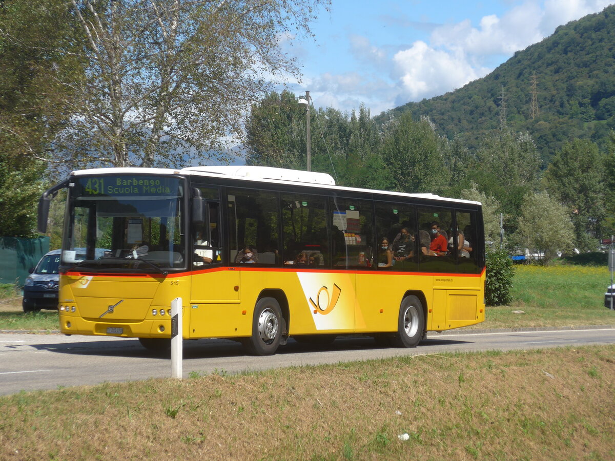 (227'680) - AutoPostale Ticino - Nr. 515/TI 215'370 - Volvo am 30. August 2021 in Barbengo, Sidema