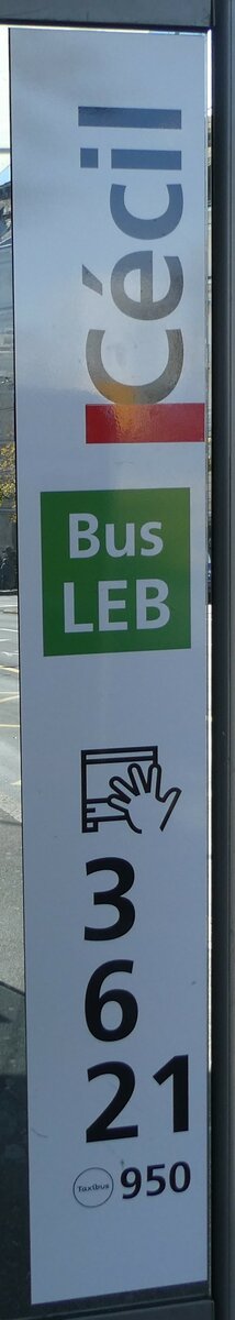 (228'849) - tl/Bus LEB-Haltestellenschild - Lausanne, Ccil - am 11. Oktober 2021