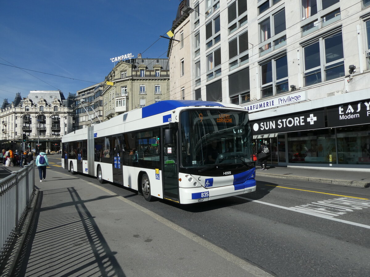 (228'862) - TL Lausanne - Nr. 835 - Hess/Hess Gelenktrolleybus am 11. Oktober 2021 in Lausanne, Bel-Air