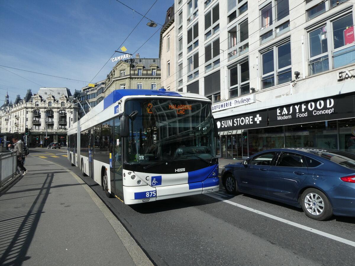 (228'875) - TL Lausanne - Nr. 875 - Hess/Hess Gelenktrolleybus am 11. Oktober 2021 in Lausanne, Bel-Air