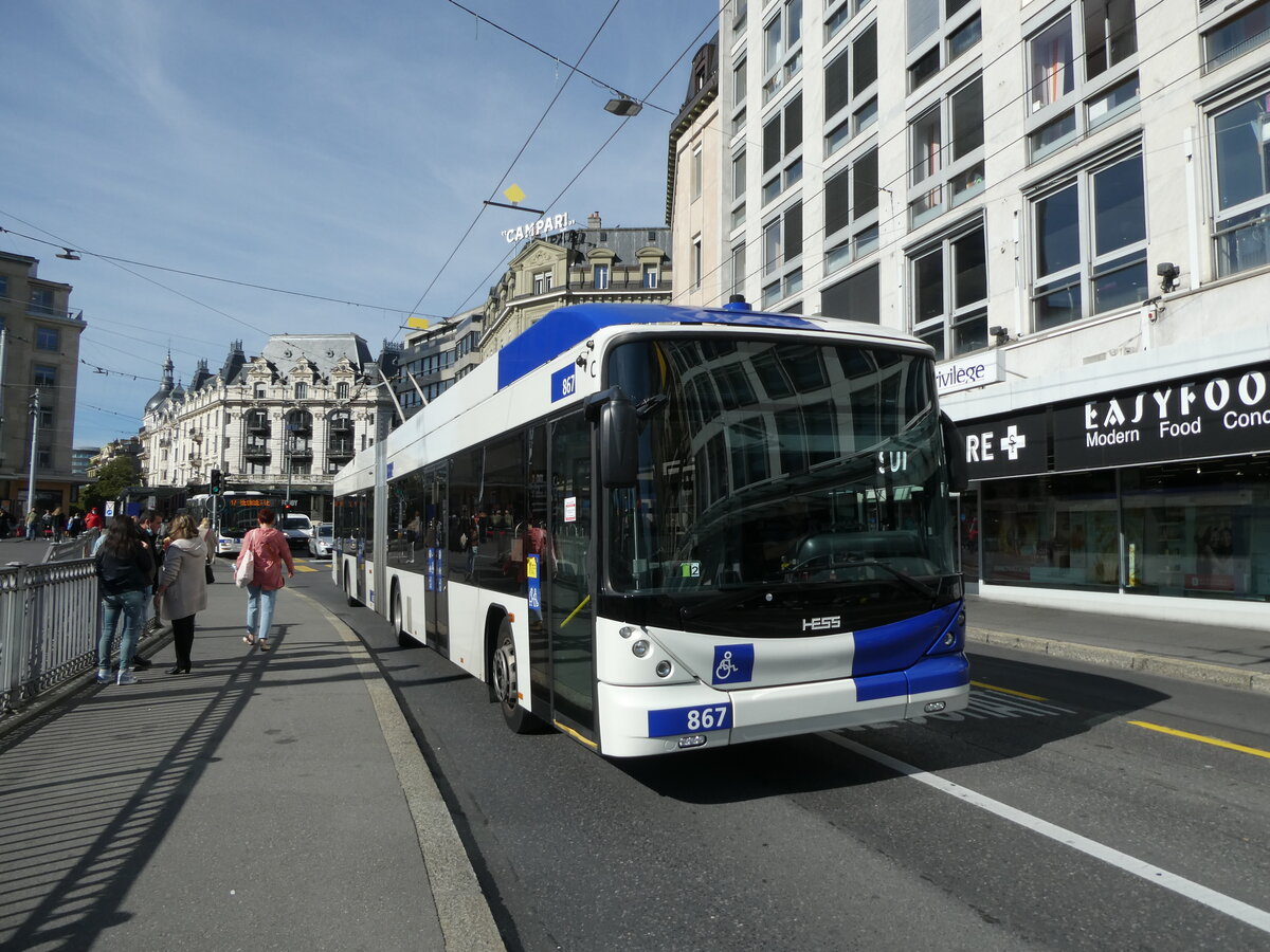 (228'888) - TL Lausanne - Nr. 867 - Hess/Hess Gelenktrolleybus am 11. Oktober 2021 in Lausanne, Bel-Air
