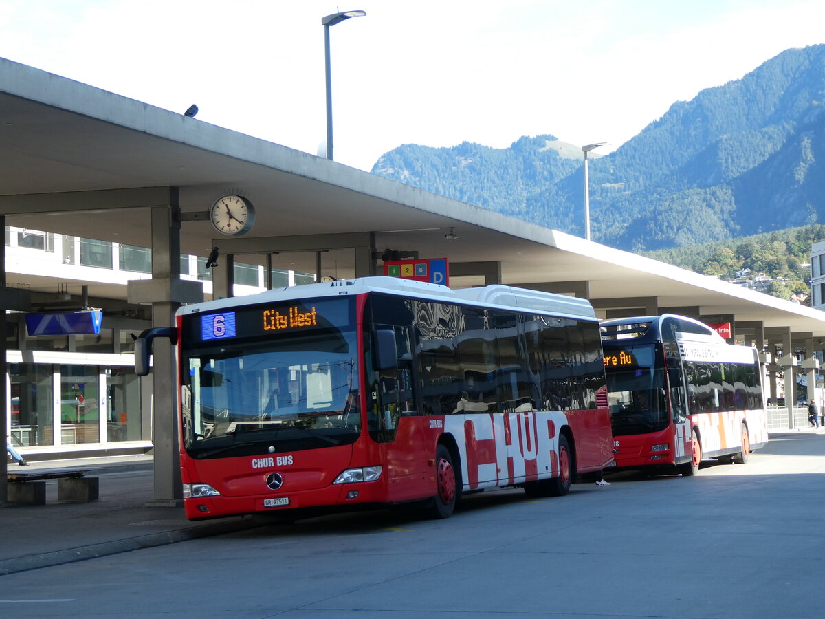 (229'236) - Chur Bus, Chur - Nr. 11/GR 97'511 - Mercedes am 15. Oktober 2021 beim Bahnhof Chur