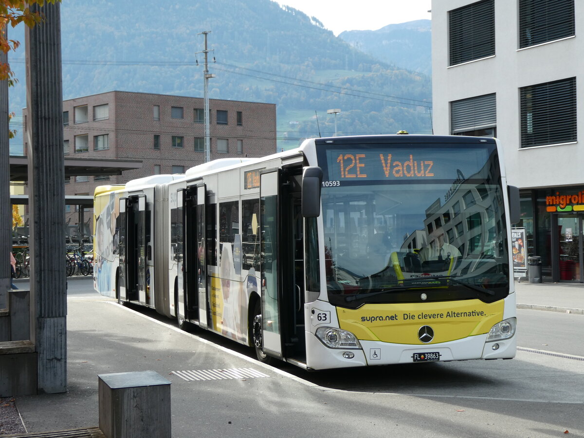 (229'543) - Aus Liechtenstein: PLA Vaduz - Nr. 63/FL 39'863 - Mercedes am 20. Oktober 2021 beim Bahnhof Sargans