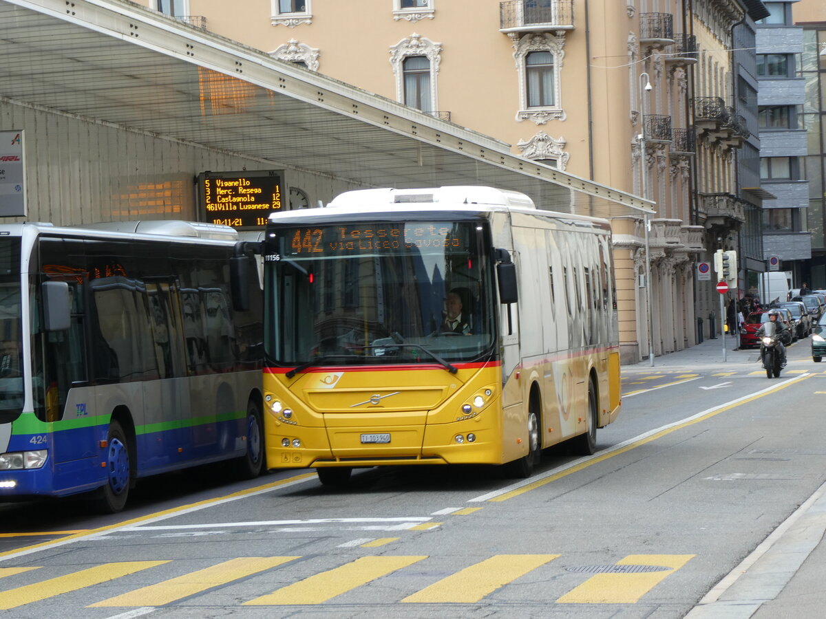 (230'361) - AutoPostale Ticino - TI 103'940 - Volvo (ex Autopostale Tesserete) am 10. November 2021 in Lugano, Centro