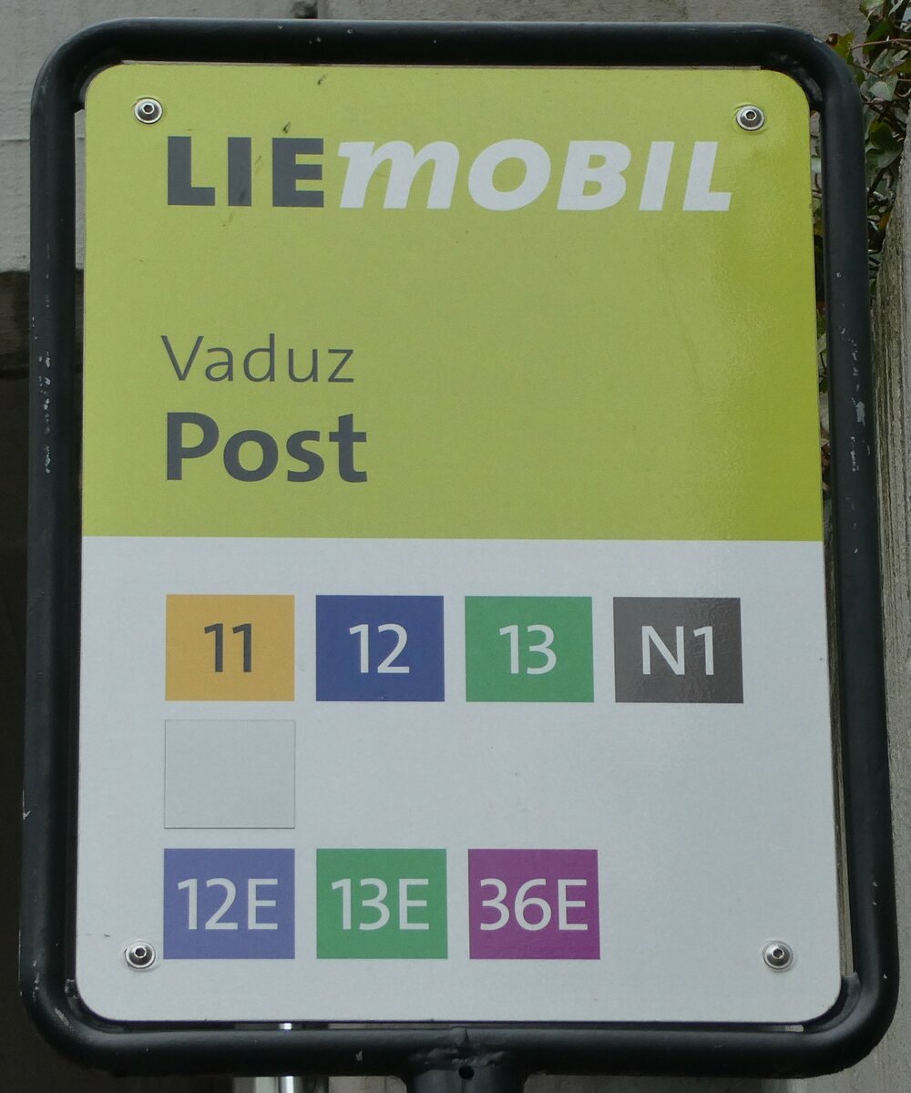 (231'319) - LIEmOBIL-Haltestellenschild - Vaduz, Post - am 15. Dezember 2021