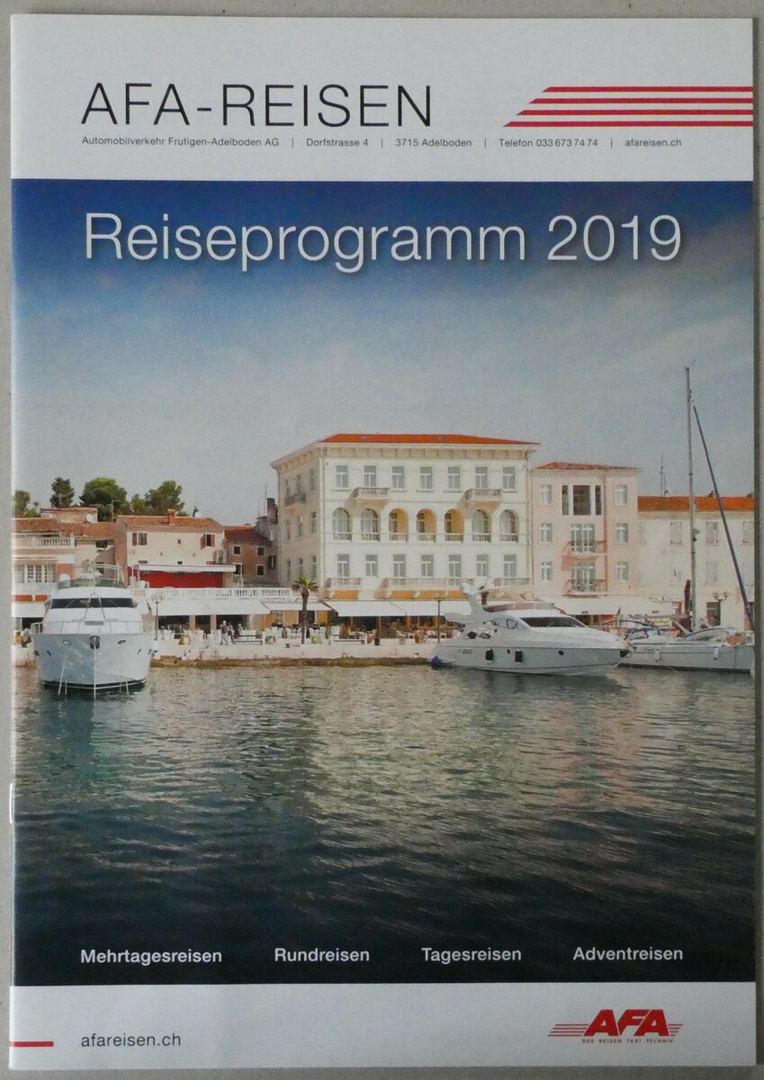 (232'014) - AFA-Reisen Reiseprogramm 2019 am 15. Januar 2022 in Thun