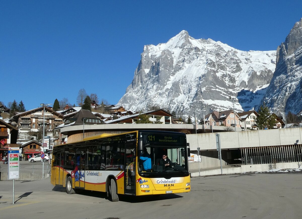 (233'297) - Grindelwaldbus, Grindelwald - Nr. 24/BE 364'408 - MAN/Gppel am 27. Februar 2022 beim Bahnhof Grindelwald
