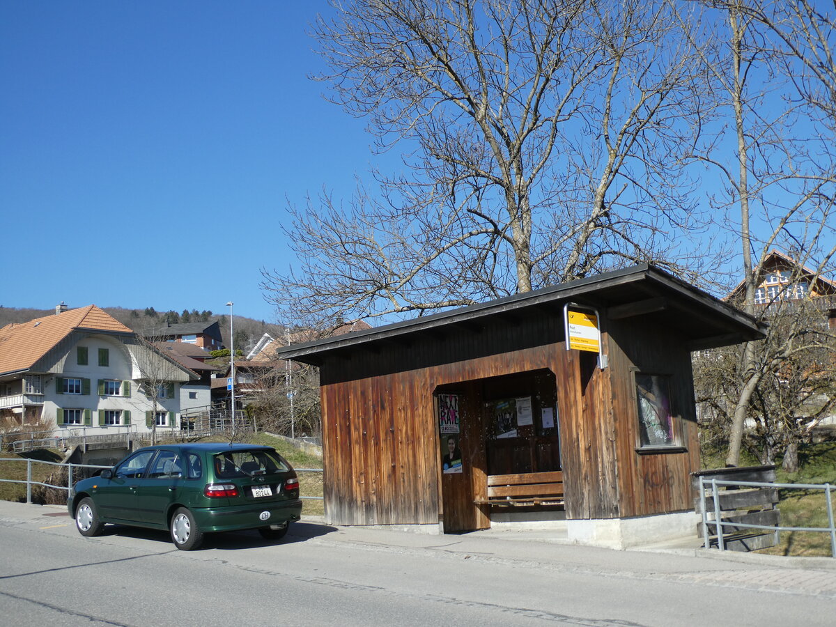 (233'333) - PostAuto-Haltestelle am 28. Februar 2022 in Mhlethurnen, Post