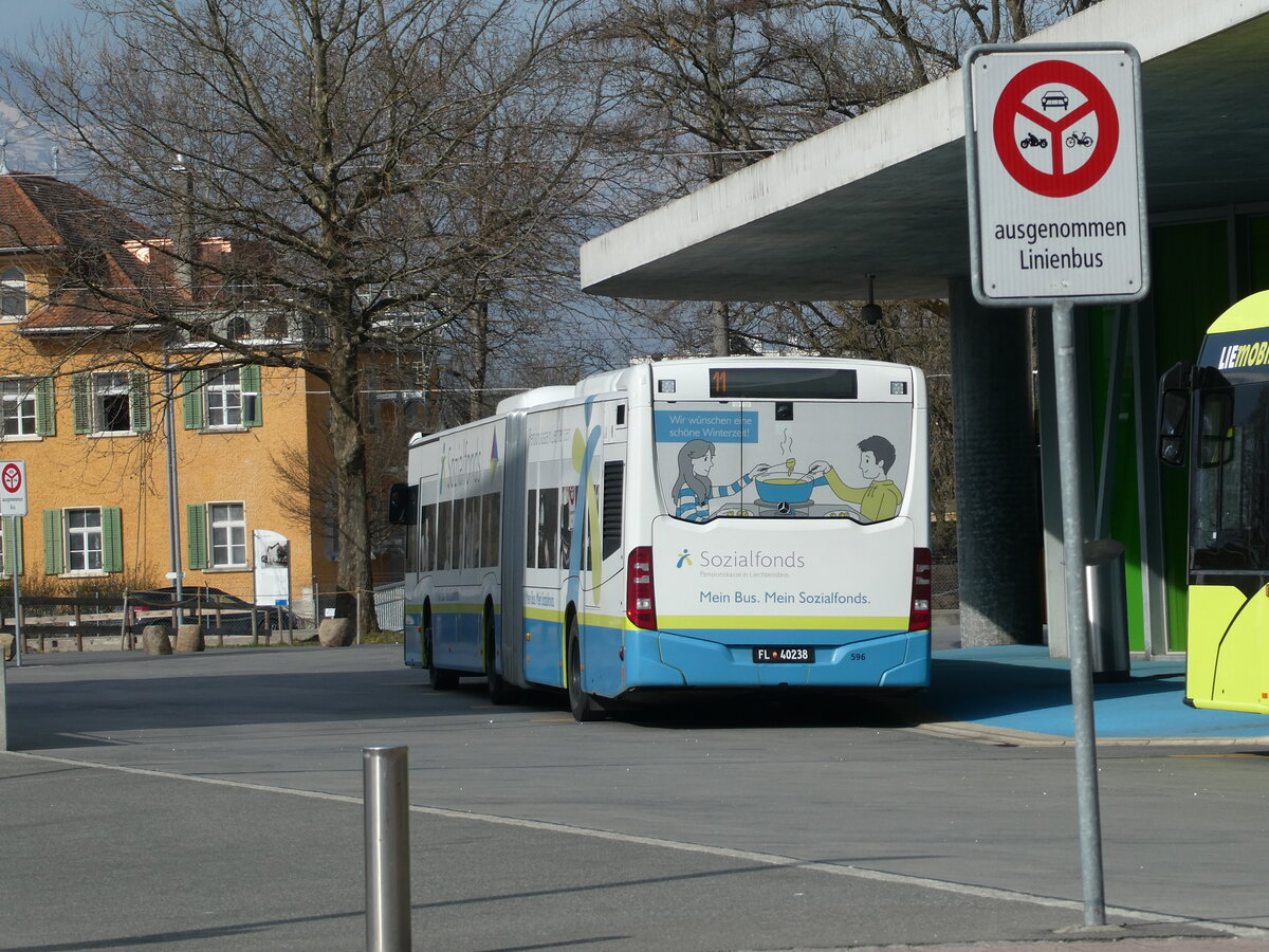 (233'532) - BOS PS Anstalt, Vaduz - Nr. 596/FL 40'238 - Mercedes (ex PLA Vaduz Nr. 66) am 8. Mrz 2022 beim Bahnhof Schaan