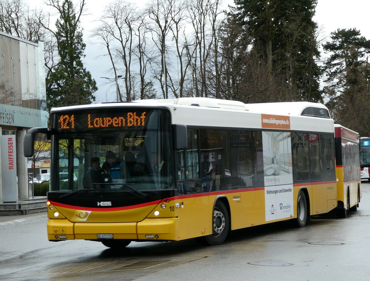 (234'233) - PostAuto Bern - Nr. 10/BE 673'731 - Hess (ex Klopfstein, Laupen Nr. 10) am 8. April 2022 beim Bahnhof Ddingen