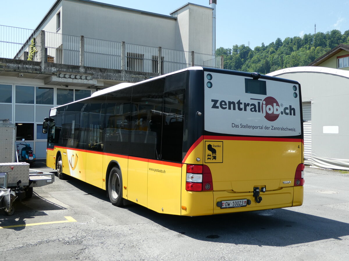 (236'712) - PostAuto Zentralschweiz - Nr. 4/OW 10'023 - MAN (ex Dillier, Sarnen Nr. 4) am 4. Juni 2022 in Sarnen, Garage