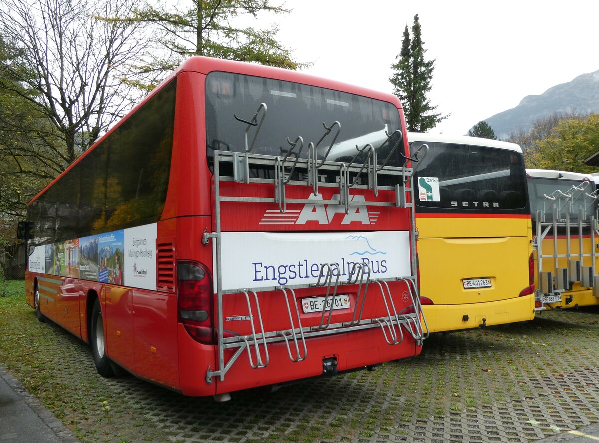 (241'825) - AFA Adelboden - Nr. 24/BE 26'701 - Setra am 24. Oktober 2022 in Meiringen, Postgarage (Einsatz: PostAuto fr Engstlenalp-Bus)