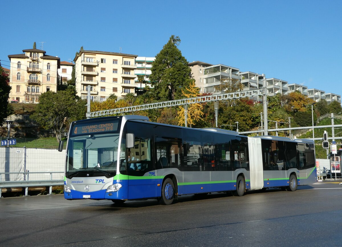 (242'967) - TPL Lugano - Nr. 453/TI 339'508 - Mercedes am 18. November 2022 beim Bahnhof Lugano