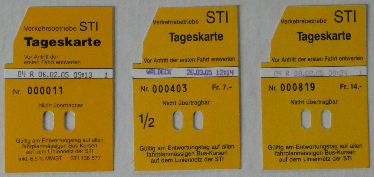 (243'471) - STI-Tageskarten am 5. Dezember 2022 in Thun