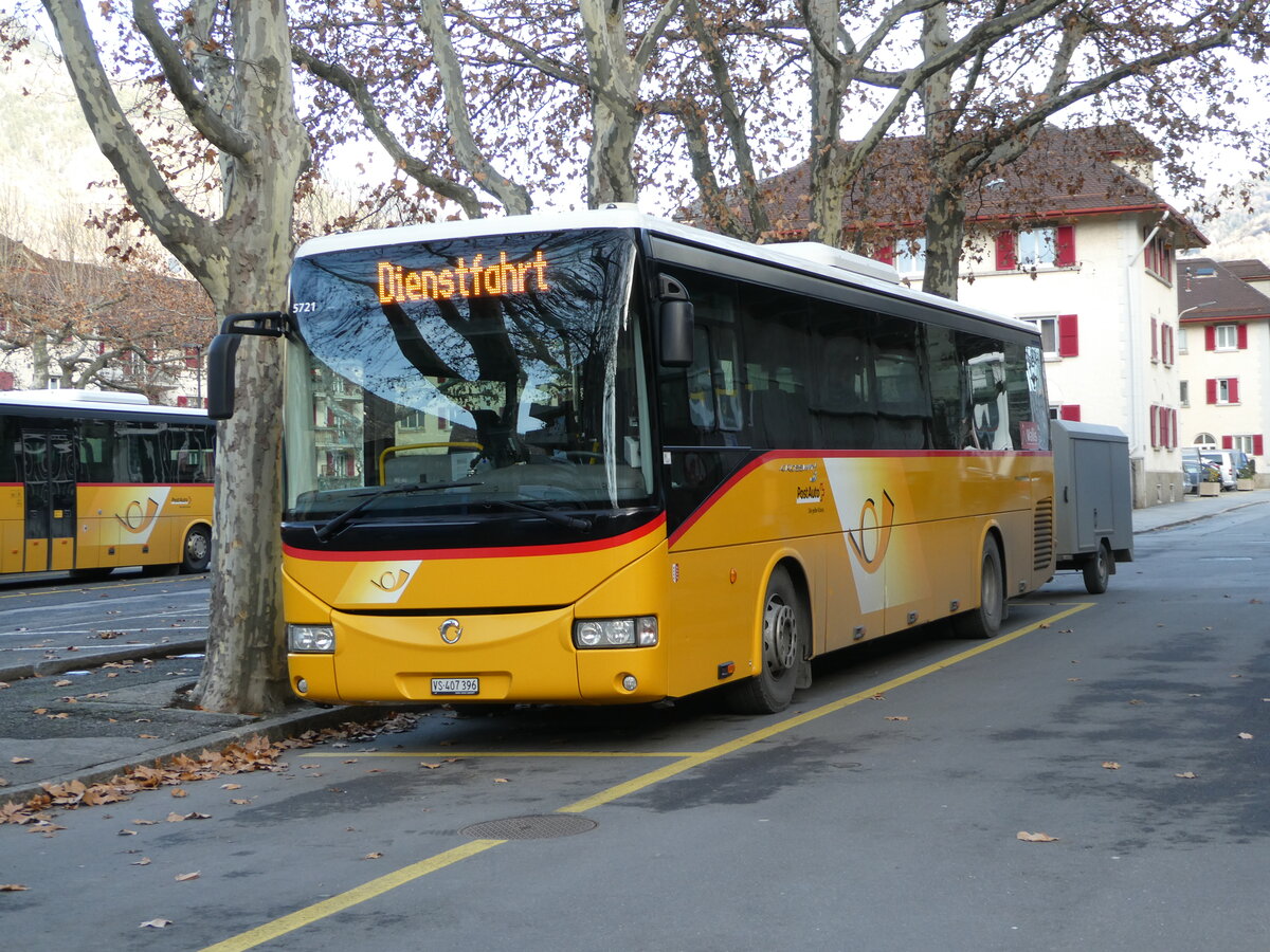 (244'370) - PostAuto Wallis - VS 407'396/PID 5721 - Irisbus am 1. Januar 2023 in Brig, Garage