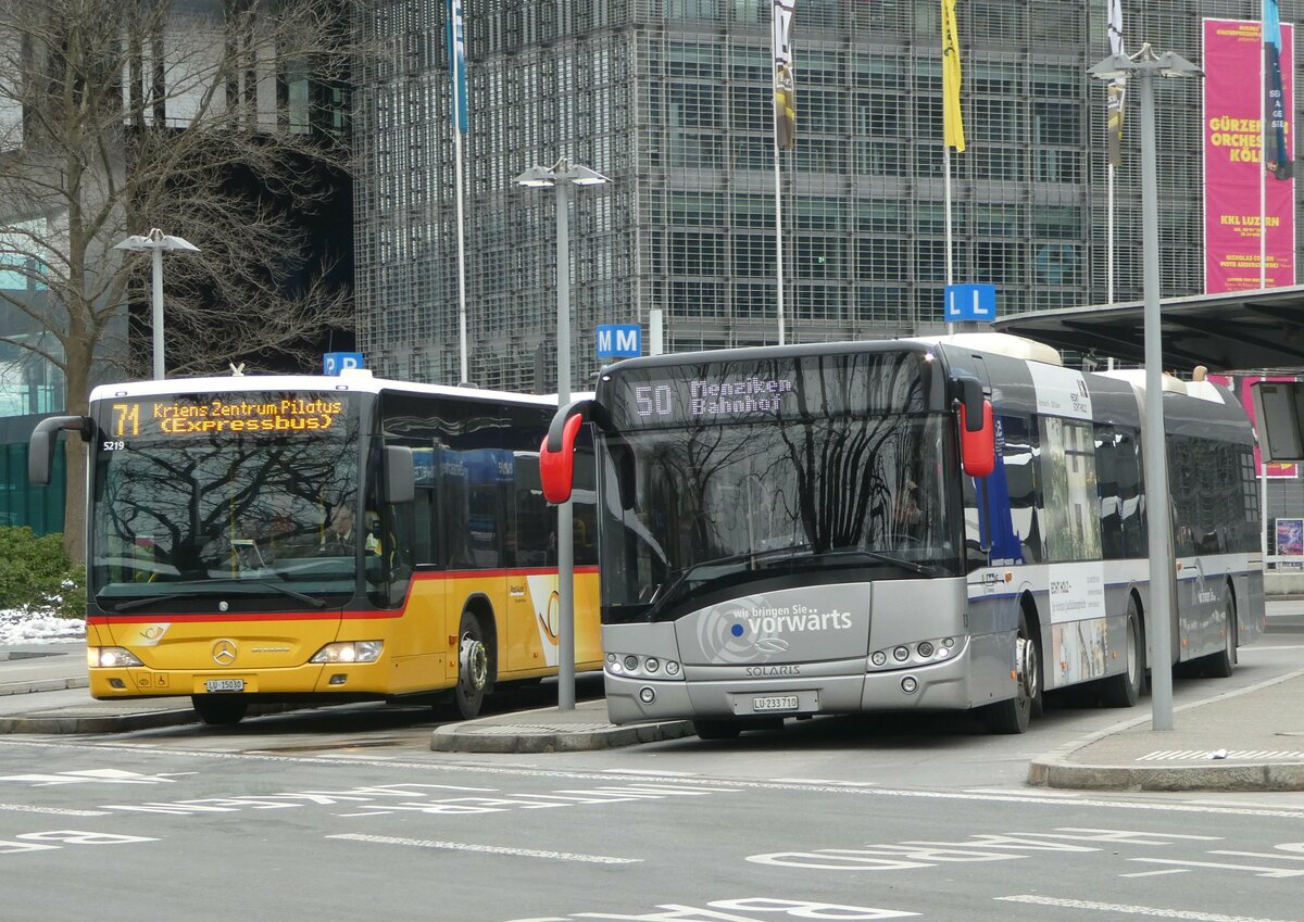 (245'389) - AAGR Rothenburg - Nr. 13/LU 233'710 - Solaris am 25. Januar 2023 beim Bahnhof Luzern