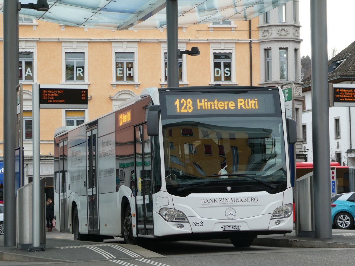 (245'745) - AHW Horgen - Nr. 653/ZH 718'226 - Mercedes am 3. Februar 2023 beim Bahnhof Wdenswil