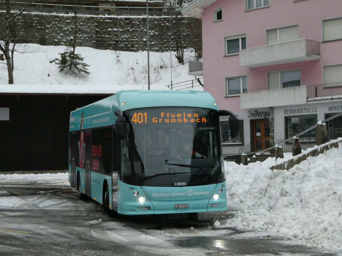 (245'784) - AAGU Altdorf - Nr. 9/UR 9139 - Hess am 4. Februar 2023 beim Bahnhof Gschenen