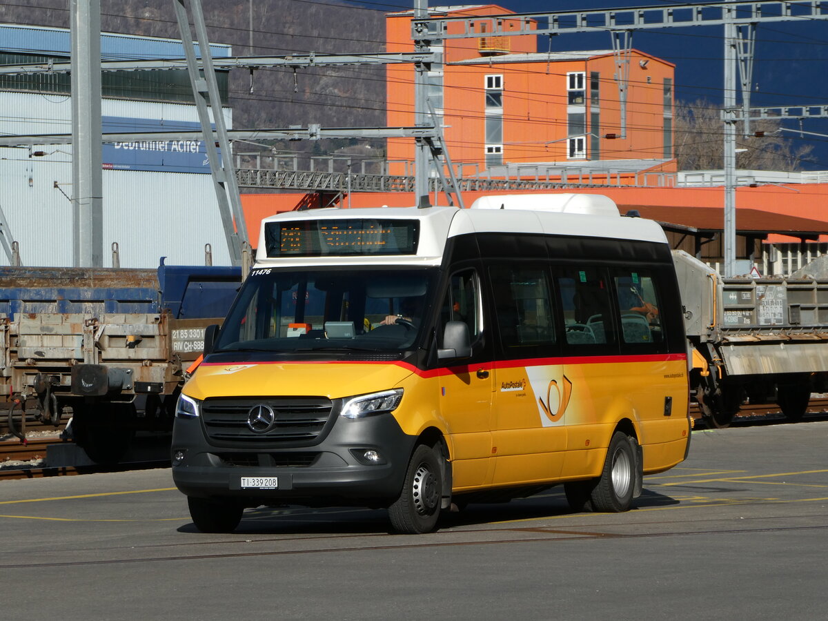 (245'813) - AutoPostale Ticino - TI 339'208/PID 11'476 - Mercedes am 4. Februar 2023 beim Bahnhof Giubiasco