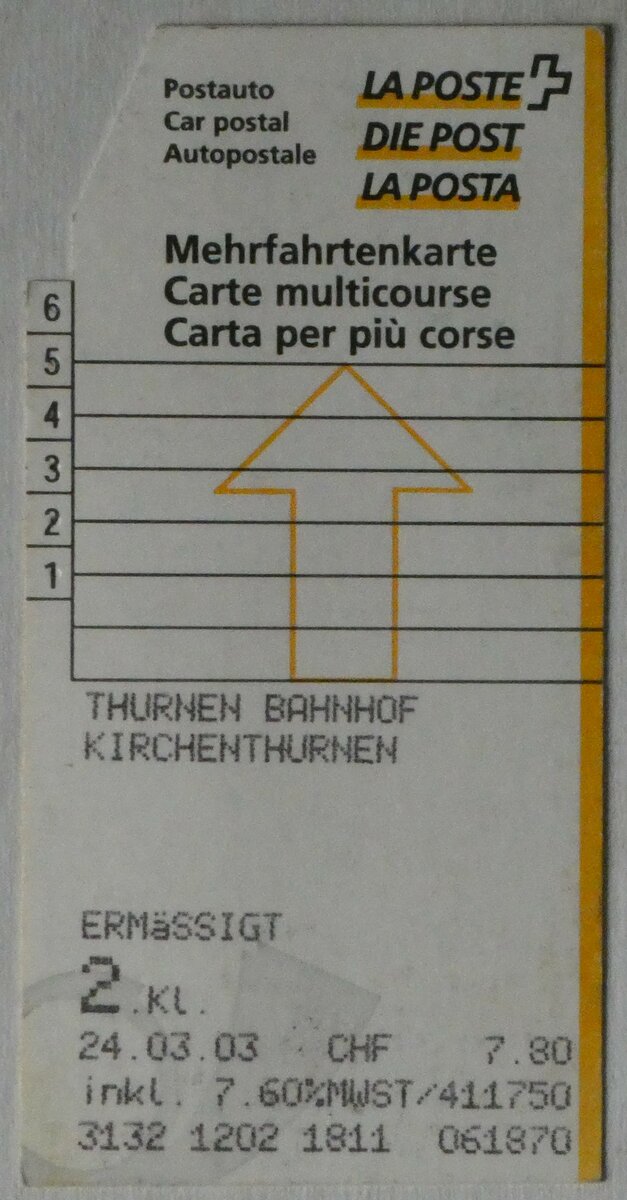 (245'836) - Postauto-Mehrfahrtenkarte am 5. Februar 2023 in Thun