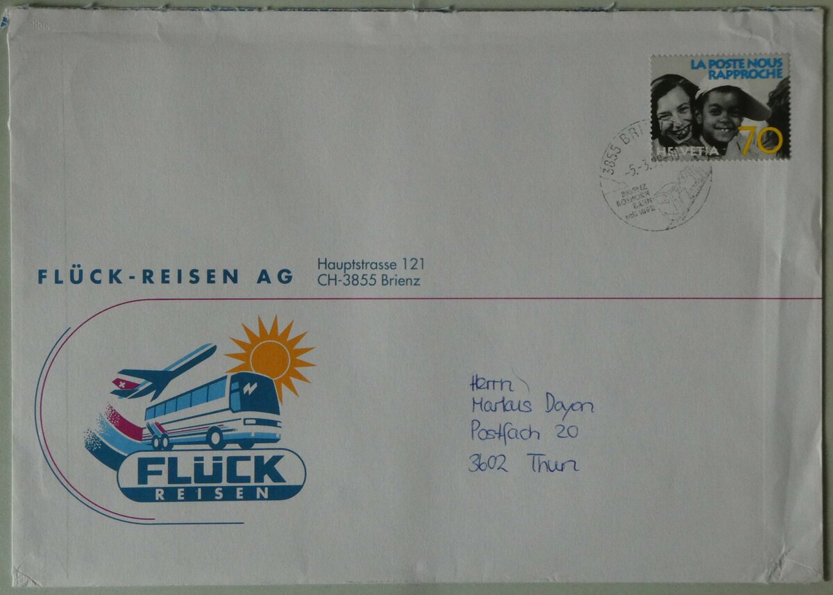 (246'067) - Flck-Briefumschlag vom 5. Mrz 1998 am 12. Februar 2023 in Thun