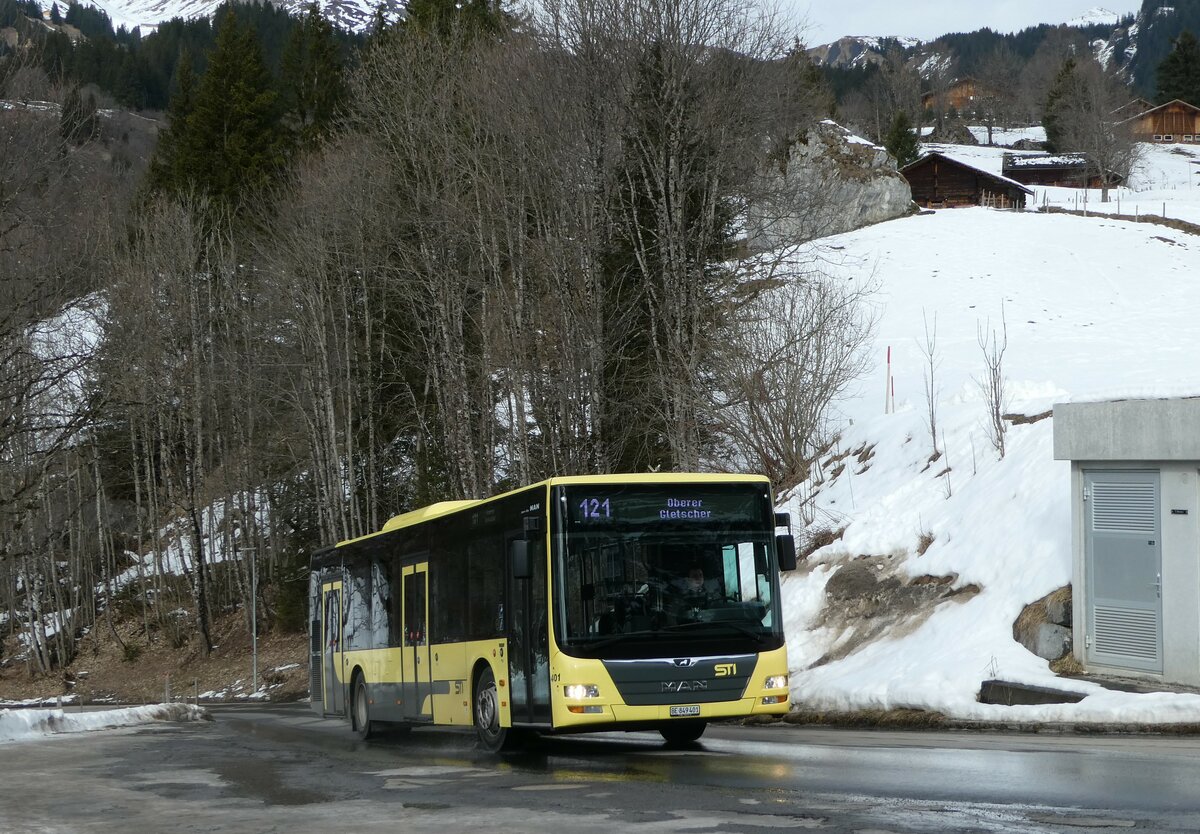 (246'259) - STI Thun - Nr. 401/BE 849'401 - MAN am 17. Februar 2023 in Grindelwald, Oberer Gletscher (Einsatz Grindelwaldbus)