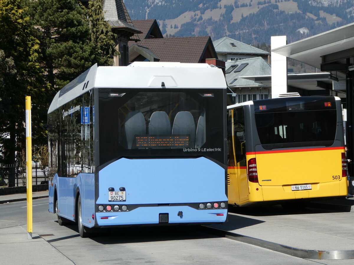 (247'420) - PostAuto Bern - BE 90'275/PID 11'795 - Solaris (ex BE 610'546) am 18. Mrz 2023 beim Bahnhof Sarnen