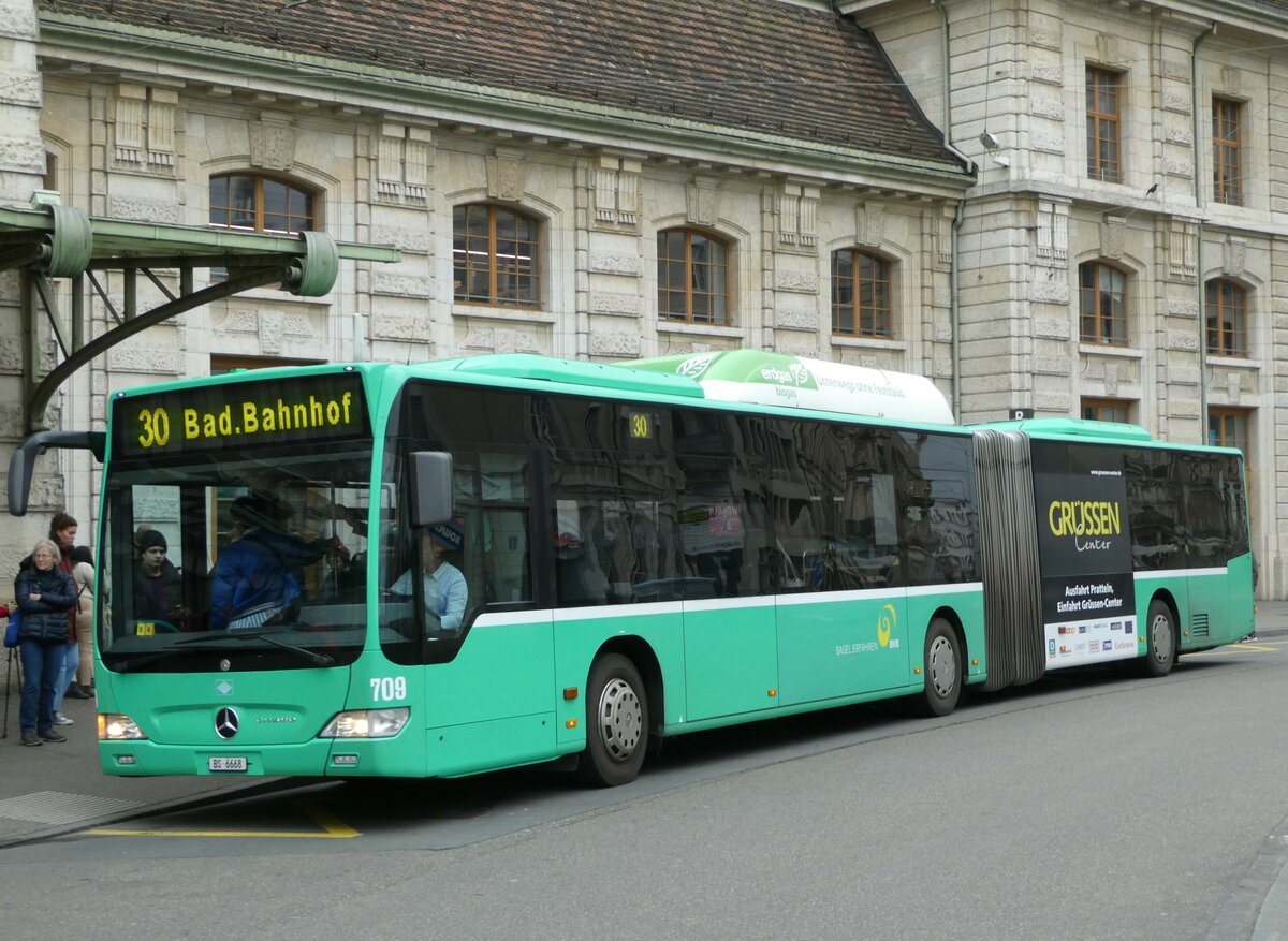 (247'842) - BVB Basel - Nr. 709/BS 6668 - Mercedes am 30. Mrz 2023 beim Bahnhof Basel