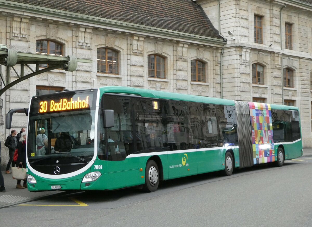 (247'844) - BVB Basel - Nr. 7001/BS 99'301 - Mercedes am 30. Mrz 2023 beim Bahnhof Basel