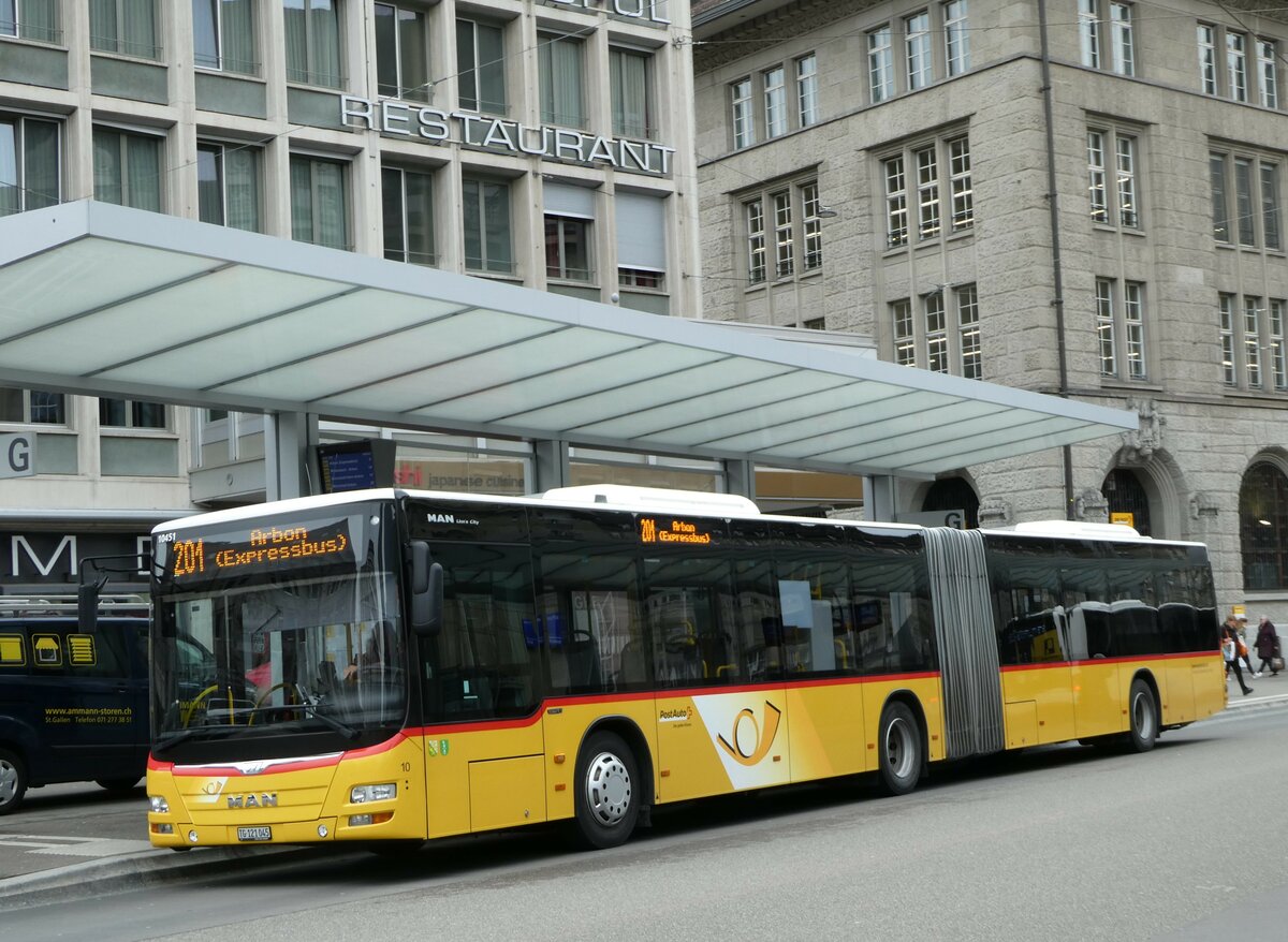 (248'411) - Eurobus, Arbon - Nr. 10/TG 121'045/PID 10'451 - MAN am 13. April 2023 beim Bahnhof St. Gallen