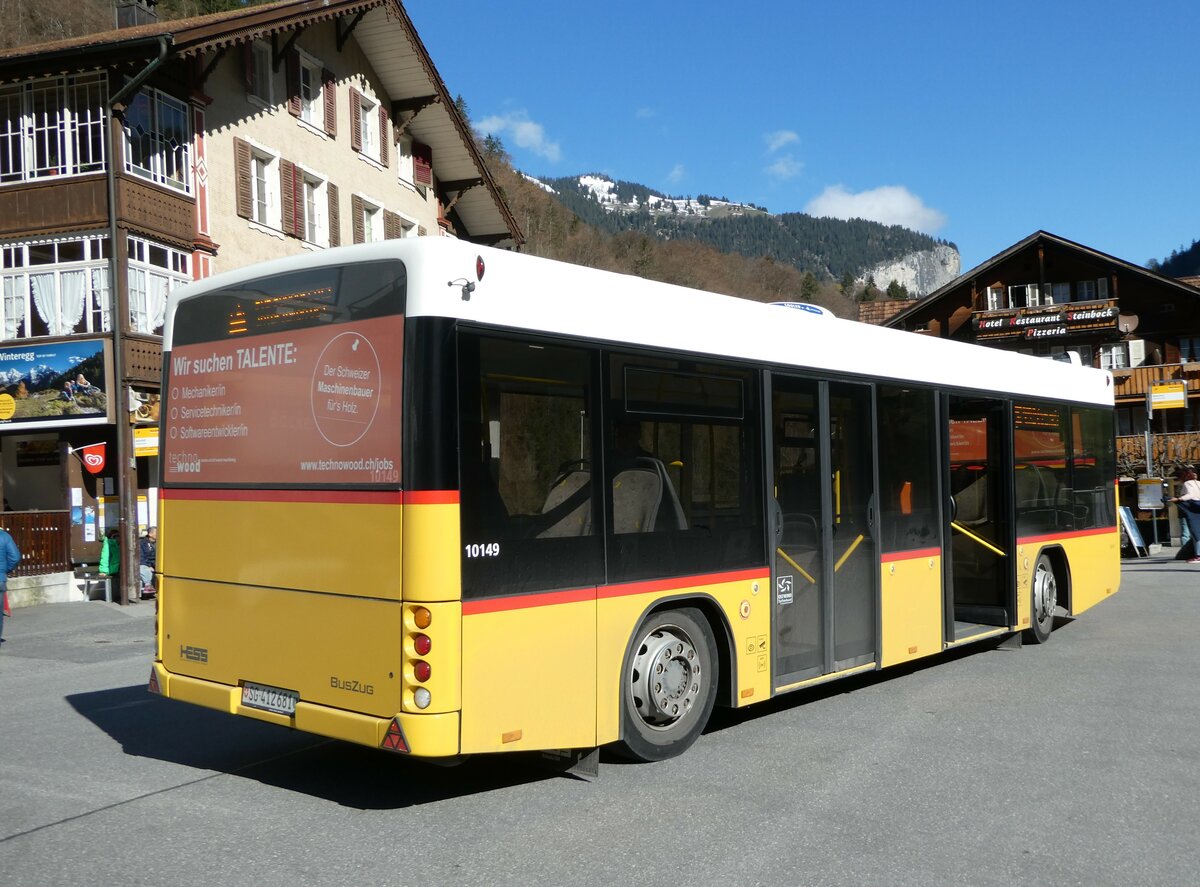(248'767) - PostAuto Ostschweiz - SG 412'681/PID 10'149 - Hess Personenanhnger am 18. April 2023 beim Bahnhof Lauterbrunnen