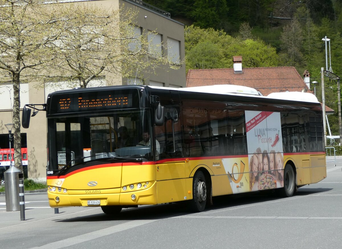 (249'415) - PostAuto Bern - BE 836'434/PID 10'340 - Solaris (ex Nr. 581) am 2. Mai 2023 beim Bahnhof Interlaken Ost