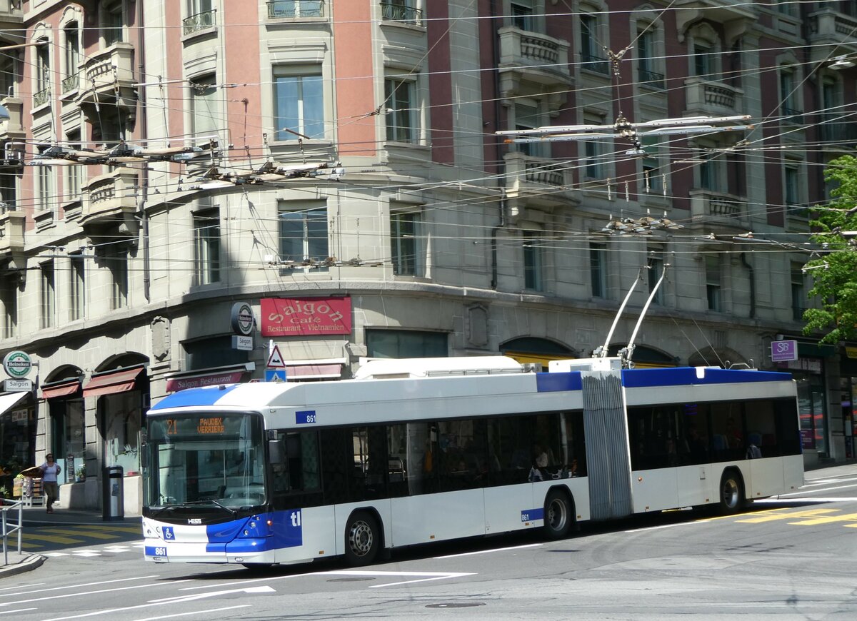 (249'661) - TL Lausanne - Nr. 861 - Hess/Hess Gelenktrolleybus am 5. Mai 2023 in Lausanne, Chauderon
