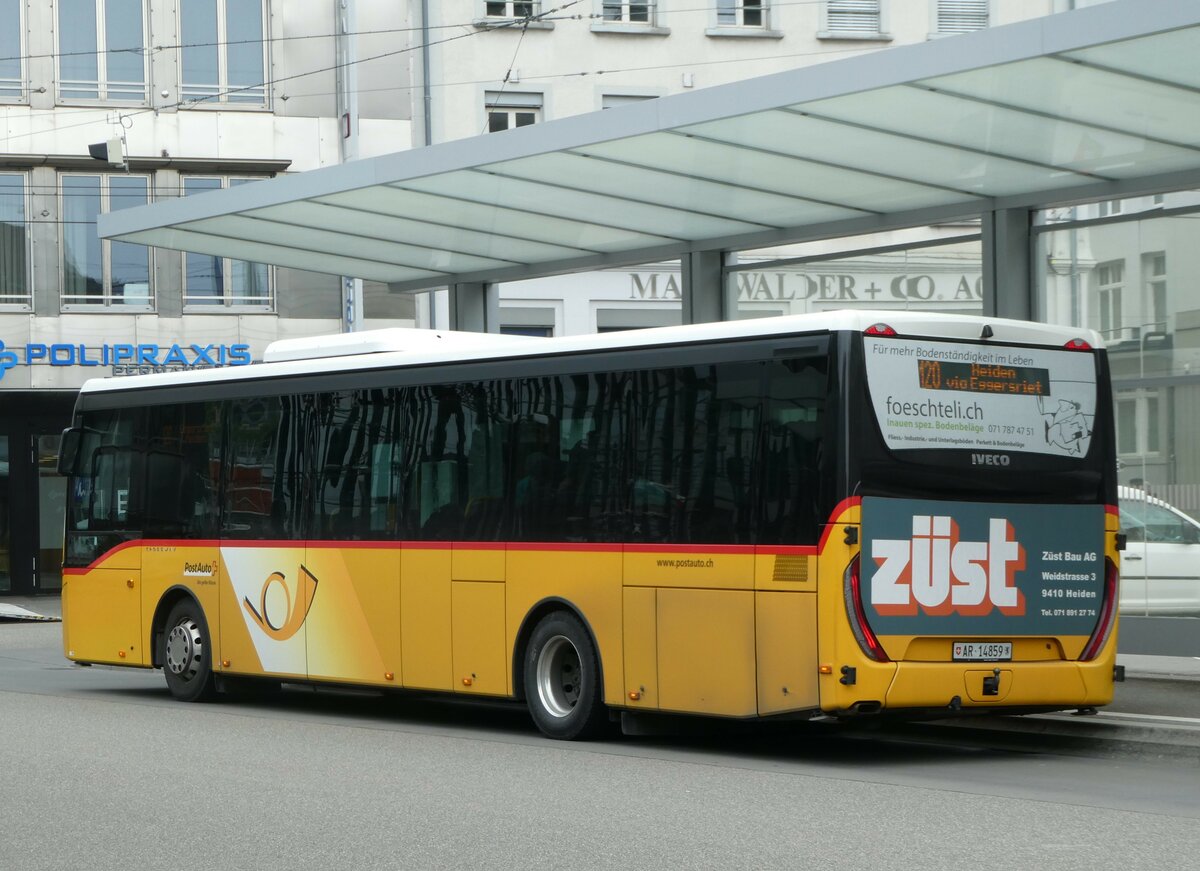 (250'071) - PostAuto Ostschweiz - AR 14'859/PID 10'373 - Iveco am 16. Mai 2023 beim Bahnhof St. Gallen