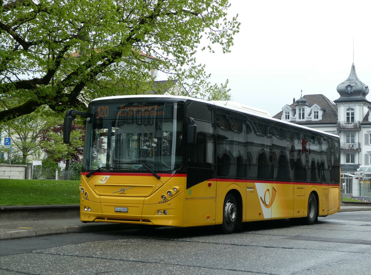(250'089) - PostAuto Ostschweiz - SG 443'903/PID 10'721 - Volvo am 16. Mai 2023 in Heiden, Post