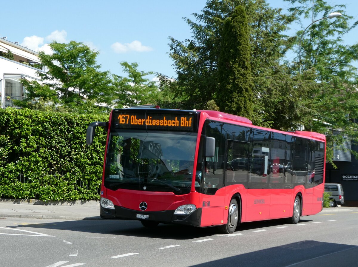 (251'565) - Bernmobil, Bern - Nr. 161/BE 729'161 - Mercedes am 15. Juni 2023 beim Bahnhof Mnsingen