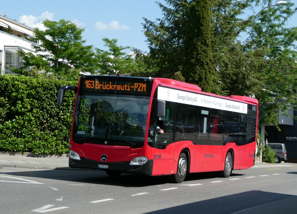 (251'566) - Bernmobil, Bern - Nr. 445/BE 855'445 - Mercedes am 15. Juni 2023 beim Bahnhof Mnsingen 