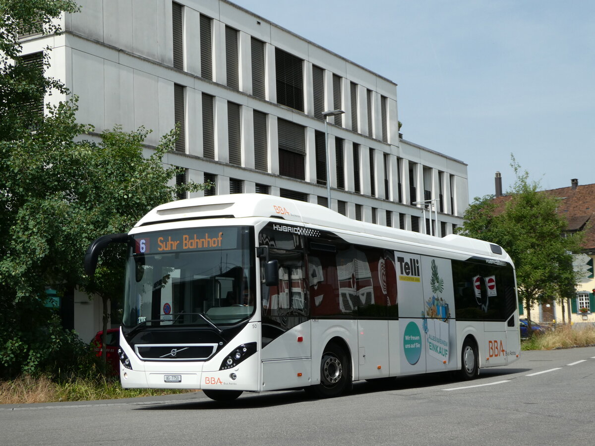 (251'789) - BBA Aarau - Nr. 50/AG 7750 - Volvo am 20. Juni 2023 beim Bahnhof Suhr